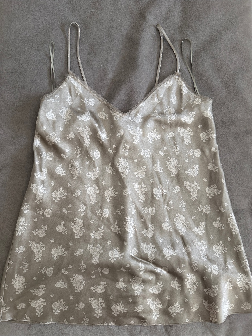 Vince Taupe Silk Floral Slip Cami
